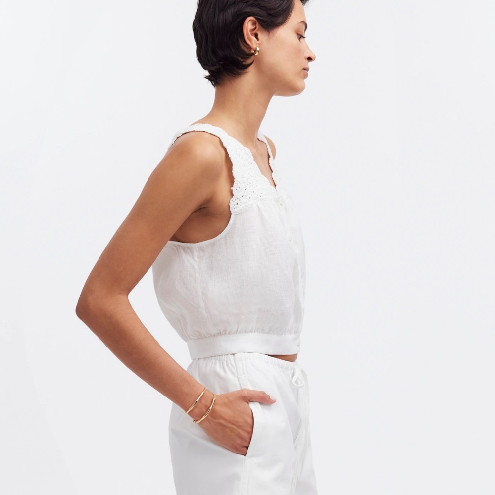 Madewell Embroidered V-Neck Bubble Top - Picture 3 of 8